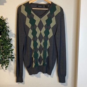 Neiman Marcus Exclusive Cashmere/Silk/Wool Blend Argyle Sweater - Medium